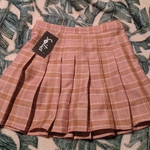 Pink Plaid Skirt (Size S)